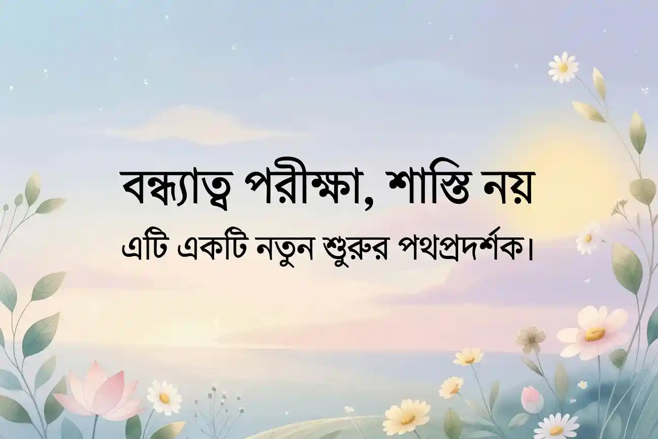 বন্ধ্যাত্ব সচেতনতা বিষয়ক একটি সুন্দর বাংলা উদ্ধৃতি সম্বলিত ছবি।